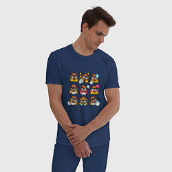 Пижама хлопковая мужская Значки на Грифф Пины Бравл Старс Griff, цвет: тёмно-синий — фото 2