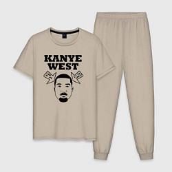 Пижама хлопковая мужская Kanye west - look at me - im so great, цвет: миндальный