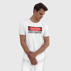 Пижама хлопковая мужская Опасность - дзюдоист, цвет: белый — фото 2
