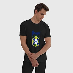 Пижама хлопковая мужская Brasil Football, цвет: черный — фото 2