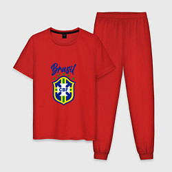 Пижама хлопковая мужская Brasil Football, цвет: красный