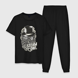Пижама хлопковая мужская Steam owl, цвет: черный