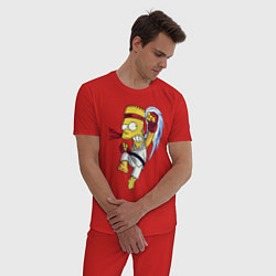 Пижама хлопковая мужская Боец Барт Симпсон - чёрный пояс, цвет: красный — фото 2