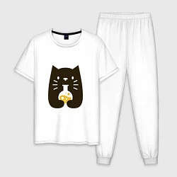 Пижама хлопковая мужская Котик - Химик, цвет: белый
