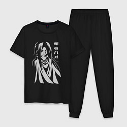 Пижама хлопковая мужская Пламенный Зик Асакура, цвет: черный