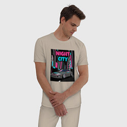 Пижама хлопковая мужская Toyota Soarer Night City, цвет: миндальный — фото 2