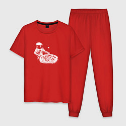 Пижама хлопковая мужская Space breakfast, цвет: красный