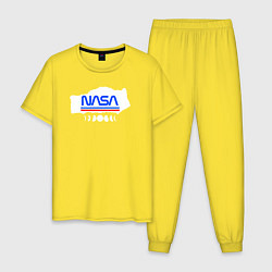 Пижама хлопковая мужская Nasa планеты, цвет: желтый