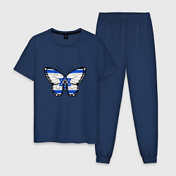 Пижама хлопковая мужская Бабочка - Израиль, цвет: тёмно-синий