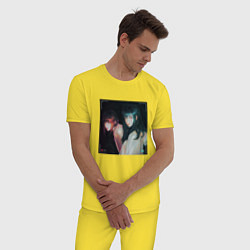 Пижама хлопковая мужская Макима и Аса Митаку - Человек-бензопила, цвет: желтый — фото 2