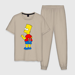 Пижама хлопковая мужская Хулиган Барт Симпсон, цвет: миндальный