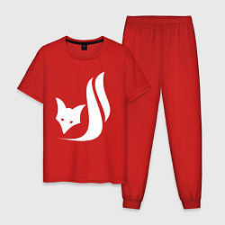 Пижама хлопковая мужская Лиса схематичное лого, цвет: красный