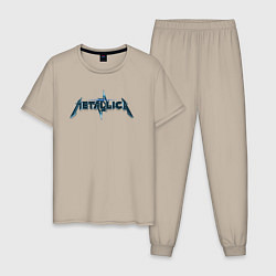 Пижама хлопковая мужская Metallica коллаж логотипов, цвет: миндальный