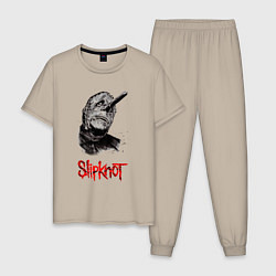 Пижама хлопковая мужская Slipknot-легендарная маска, цвет: миндальный