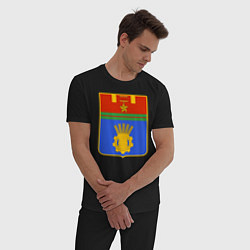 Пижама хлопковая мужская Герб Волгограда, цвет: черный — фото 2