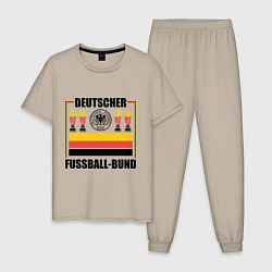Пижама хлопковая мужская Германия 4х чемпион мира по футболу, цвет: миндальный