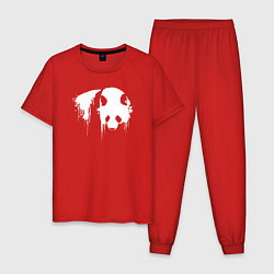 Пижама хлопковая мужская Панда брызги белой краски, цвет: красный