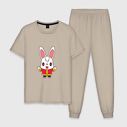 Пижама хлопковая мужская Hello Rabbit, цвет: миндальный