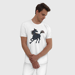 Пижама хлопковая мужская Лошадь мустанг, цвет: белый — фото 2