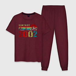 Пижама хлопковая мужская Винтаж 2002 горный пейзаж, цвет: меланж-бордовый