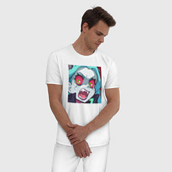 Пижама хлопковая мужская Ребекка пиксель, цвет: белый — фото 2