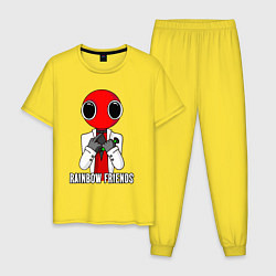 Пижама хлопковая мужская Радужные друзья - Красный, цвет: желтый
