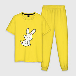 Пижама хлопковая мужская Сытый кролик, цвет: желтый