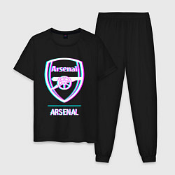 Пижама хлопковая мужская Arsenal FC в стиле glitch, цвет: черный