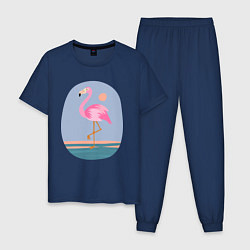 Пижама хлопковая мужская Фламинго, цвет: тёмно-синий