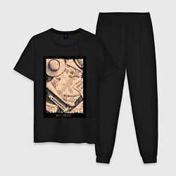 Пижама хлопковая мужская Карта приключений - Ван Пис, цвет: черный