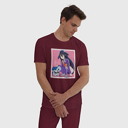 Пижама хлопковая мужская Таэ Ямада - Зомбилэнд Сага Месть, цвет: меланж-бордовый — фото 2