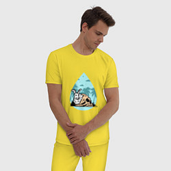 Пижама хлопковая мужская Кролик и череп, цвет: желтый — фото 2