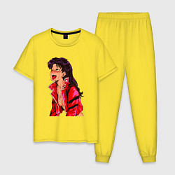 Пижама хлопковая мужская Мисато Кацураги ahegao, цвет: желтый