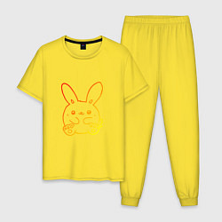 Пижама хлопковая мужская Summer Bunny, цвет: желтый