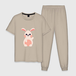 Пижама хлопковая мужская Pink Bunny, цвет: миндальный