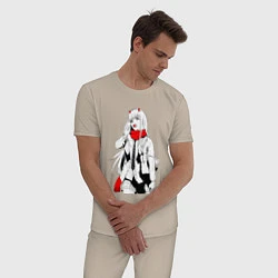Пижама хлопковая мужская Ноль два с чупачупсом, цвет: миндальный — фото 2