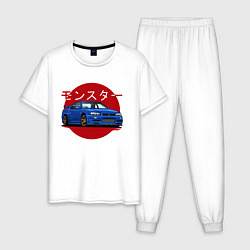 Пижама хлопковая мужская Nissan Skyline R34 GT-R, цвет: белый