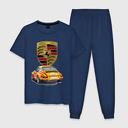 Пижама хлопковая мужская Porsche - Motorsport - racing team, цвет: тёмно-синий