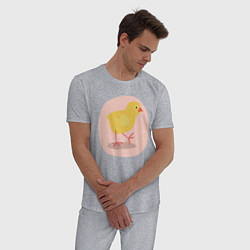 Пижама хлопковая мужская Цыплёнок, цвет: меланж — фото 2