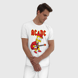 Пижама хлопковая мужская AC DC Барт Симпсон, цвет: белый — фото 2