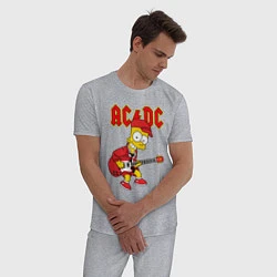 Пижама хлопковая мужская AC DC Барт Симпсон, цвет: меланж — фото 2