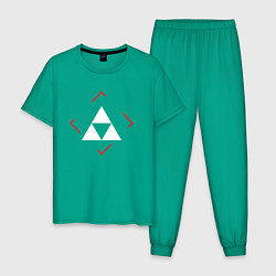 Пижама хлопковая мужская Символ Zelda в красном ромбе, цвет: зеленый