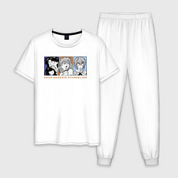 Пижама хлопковая мужская Мисато, Аска, Рэй, цвет: белый