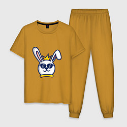 Пижама хлопковая мужская Кролик король, цвет: горчичный