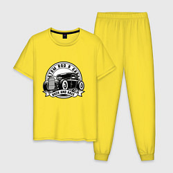 Пижама хлопковая мужская Custom rod & Garage - Rock and Race, цвет: желтый