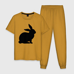 Пижама хлопковая мужская Чёрный кролик - силуэт, цвет: горчичный