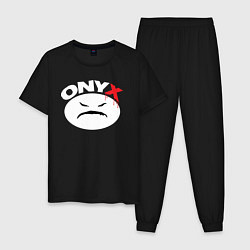 Пижама хлопковая мужская Onyx logo white, цвет: черный