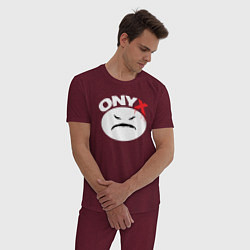 Пижама хлопковая мужская Onyx logo white, цвет: меланж-бордовый — фото 2