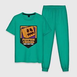 Пижама хлопковая мужская Тыквенная голова - Minecraft, цвет: зеленый