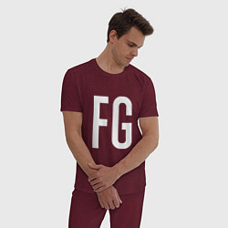 Пижама хлопковая мужская FG - BTS, цвет: меланж-бордовый — фото 2